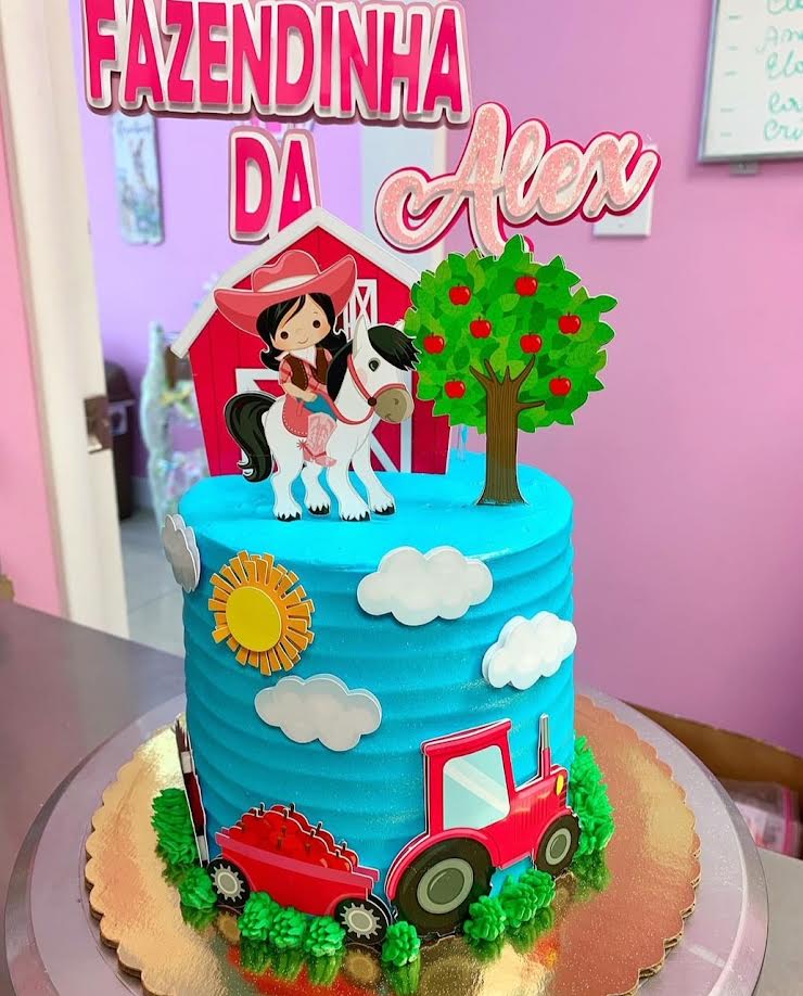 Adorno para tarta de chica de granja