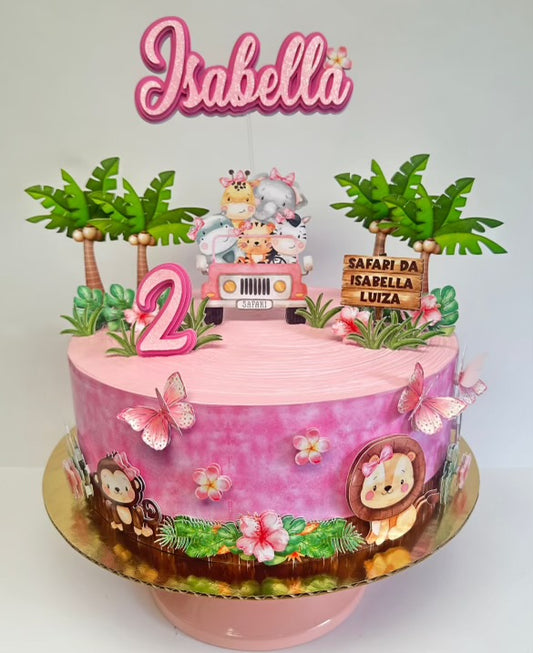 Topo de bolo para meninas Safari de animais
