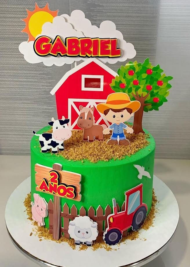 Adorno para tarta de niño de granja