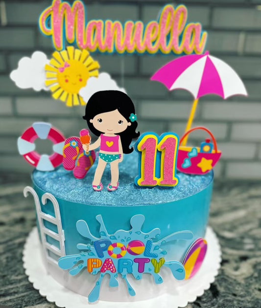 Pool party Girl Cake Topper