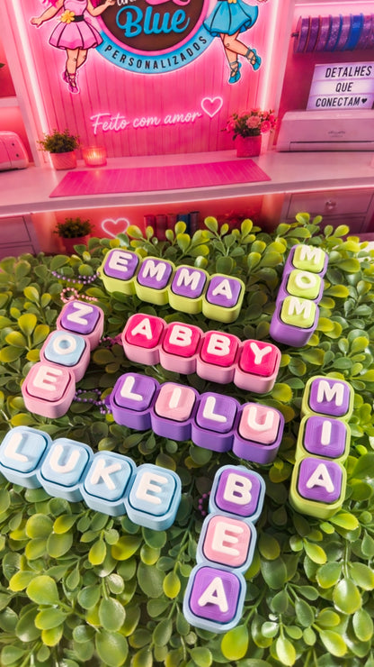 Name Clicker Keychain | Custom 3D Printed Name Tag | Backpack Charm | Personalized Gift | Custom Name Keychain