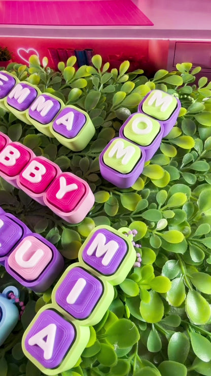 Name Clicker Keychain | Custom 3D Printed Name Tag | Backpack Charm | Personalized Gift | Custom Name Keychain