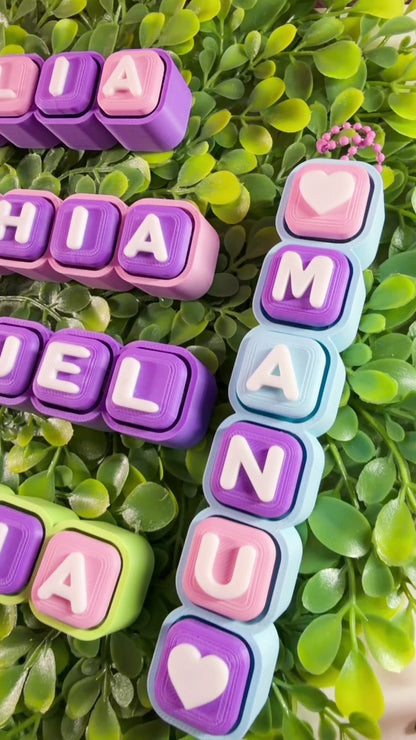 Name Clicker Keychain | Custom 3D Printed Name Tag | Backpack Charm | Personalized Gift | Custom Name Keychain